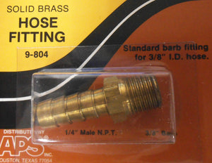 9-804 Hose Fitting Solid Brass Barb Fitting 3/8" 1/4" ID Male NPT FREE SHIPPING