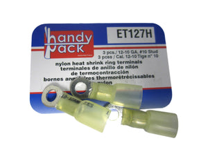 Standard Handy Pack ET127H 12-10 Gauge Nylon Heat Shrink Terminals 3 Pcs.