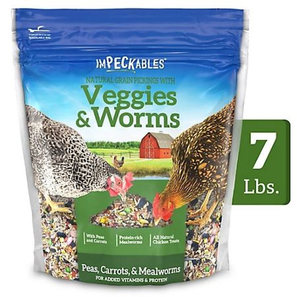 ImPECKables 15079 Veggies and Worms Adult Chicken Grains Treats, 7 lb.