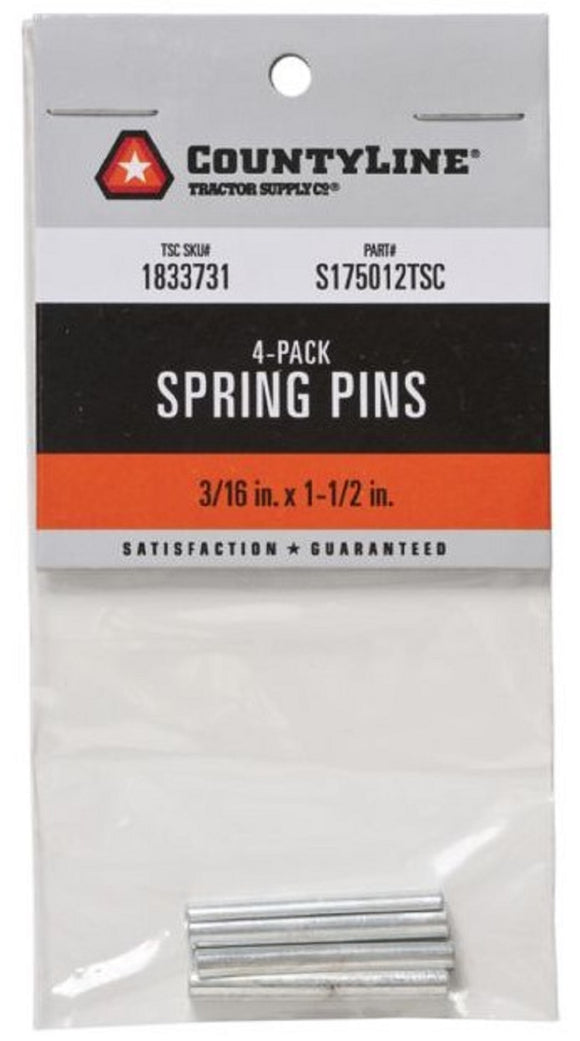 CountyLine 22KITA135 Spring Pins 3/16 Inch x 1-1/2 Inch Pack of 4