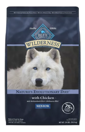 Blue Buffalo Wilderness High Protein Natural Senior Dry Dog Food, Chicken 24 lb.