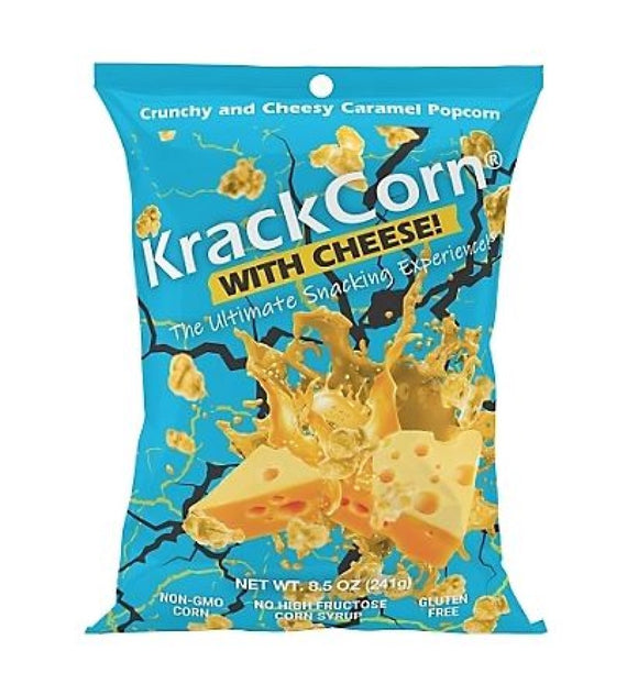 KrackCorn 38959 Cheesy Caramel Popcorn Crunchy Snack, 8.5 oz., 1-Pack