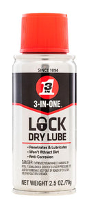 3-In-One 120074 Lock Dry Lubricant Aerosol Can Long Lasting Cleaning 2.5 oz Lube