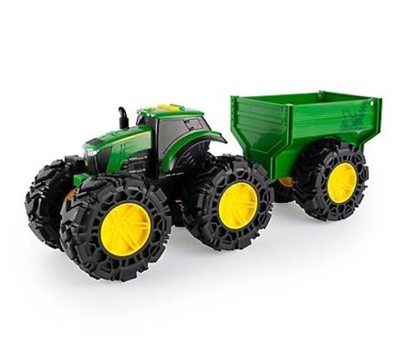 John Deere 47353BTSC1 Lights and Sounds Monster Tractor And Wagon Toy Green