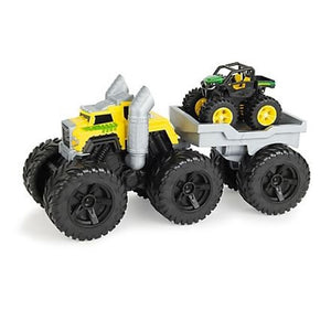 John Deere 47640 Monster Treads Roaring Rev-Up Semi-Truck Toy Set 3-Piece, Multi