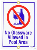 Pentair Rainbow R232600 9" x 12" No Glassware Allowed in Pool Area Sign