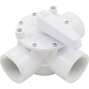 Champlain Plastics AFT100T Diverter Valve, Olympic, 1-1/2"fpt, 3-Way, White