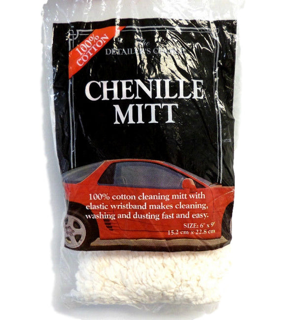 Detailer's Choice 2-301 Chenille Mitt 100% Cotton Cleaning Mitt Elastic 2301