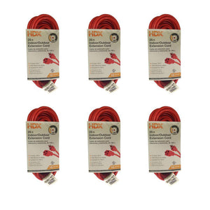 25 ft. 16/3 Light-Duty Indoor/Outdoor Extension Cord (6-Pack)