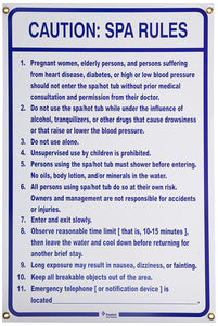 Pentair Rainbow R234200 24" x 36" North Carolina Spa Rules Sign