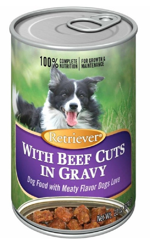 Retriever Adult Beef Cuts in Gravy Recipe Wet Dog Food,1 Can- 22 oz.