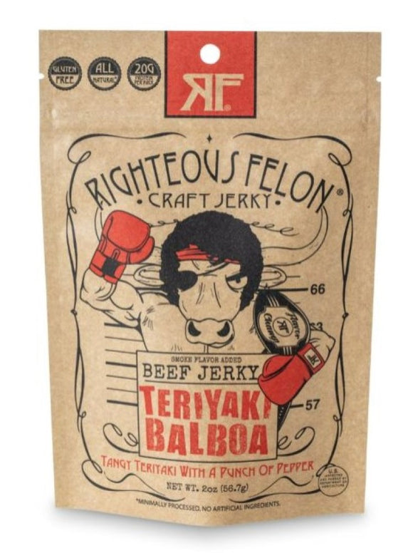 Righteous Felon 1TERI-8 Teriyaki Balboa Teriyaki Pepper Beef Jerky 2 oz.