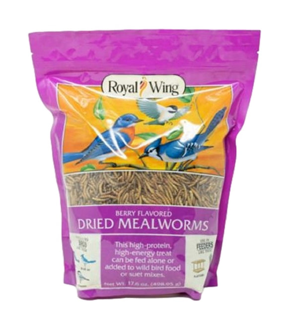 Royal Wing RW17B Berry-Flavored Dried Mealworm 1.1 Pounds Wild Bird Food Treats