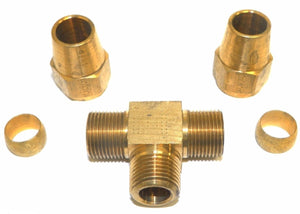 Big A Service Line 3-67286 1/2" x 3/8" Brass Metal Tee Fitting